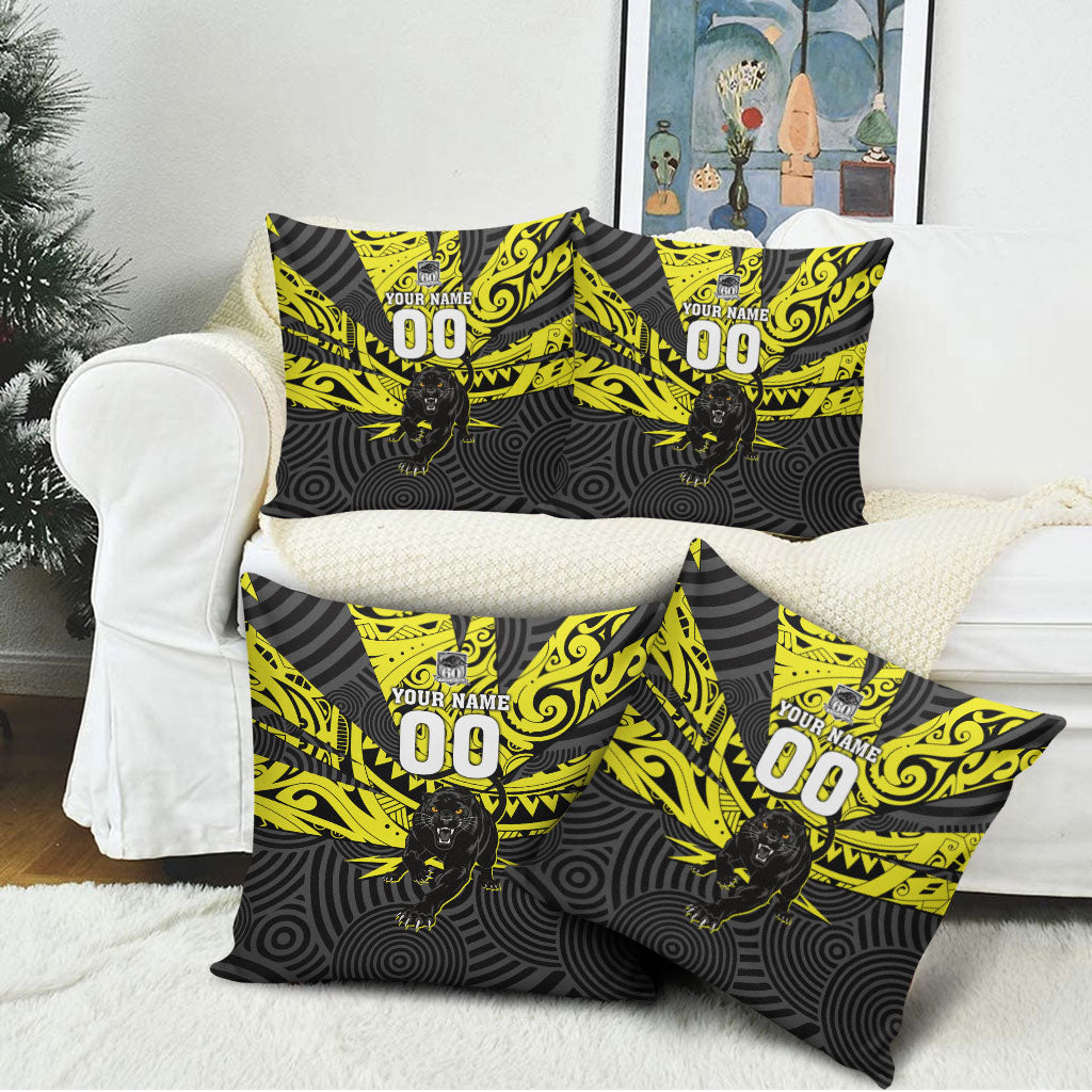 Custom Panthers Rugby 60th Anniversary Pillow Cover Penrith Polynesian Tribal Pattern - Traditional Tattoo