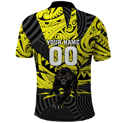 Custom Panthers Rugby 60th Anniversary Polo Shirt Penrith Polynesian Tribal Pattern - Traditional Tattoo
