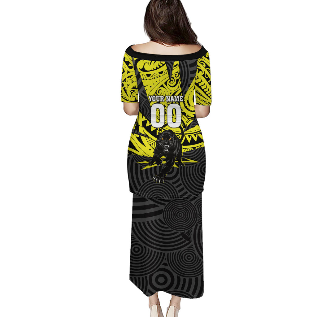 Custom Panthers Rugby 60th Anniversary Puletasi Penrith Polynesian Tribal Pattern - Traditional Tattoo