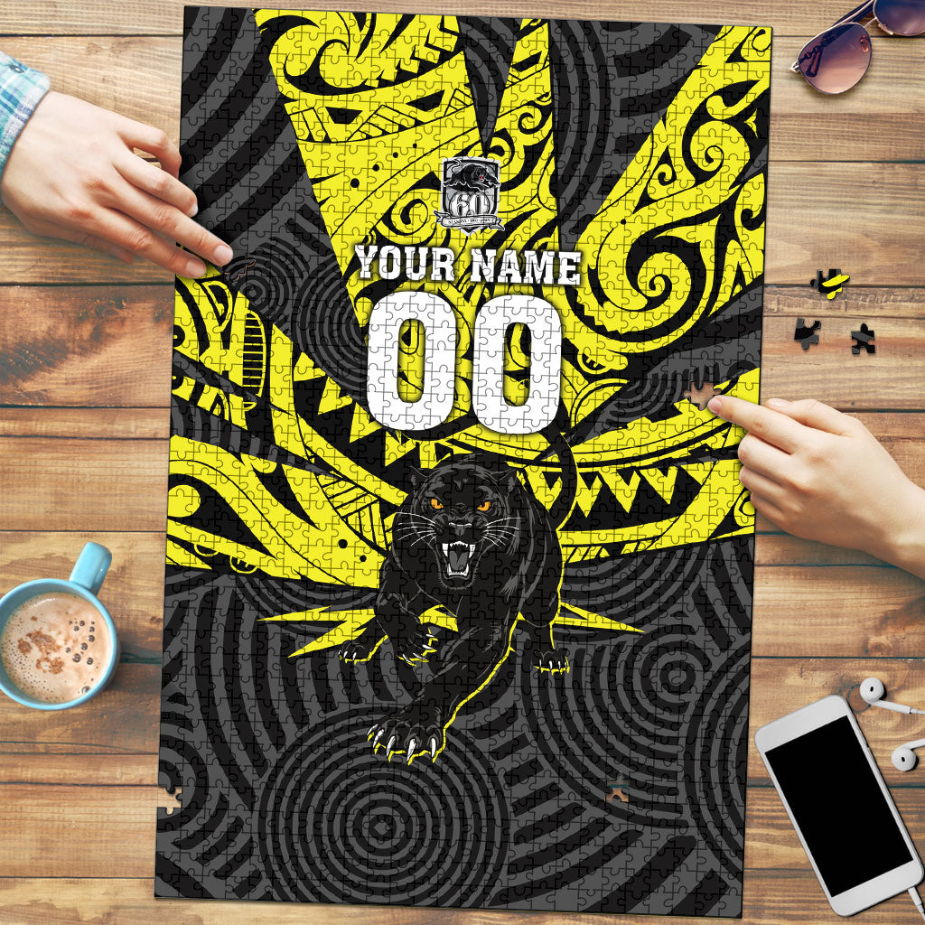 Custom Panthers Rugby 60th Anniversary Puzzle Penrith Polynesian Tribal Pattern - Traditional Tattoo
