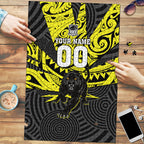 Custom Panthers Rugby 60th Anniversary Puzzle Penrith Polynesian Tribal Pattern - Traditional Tattoo