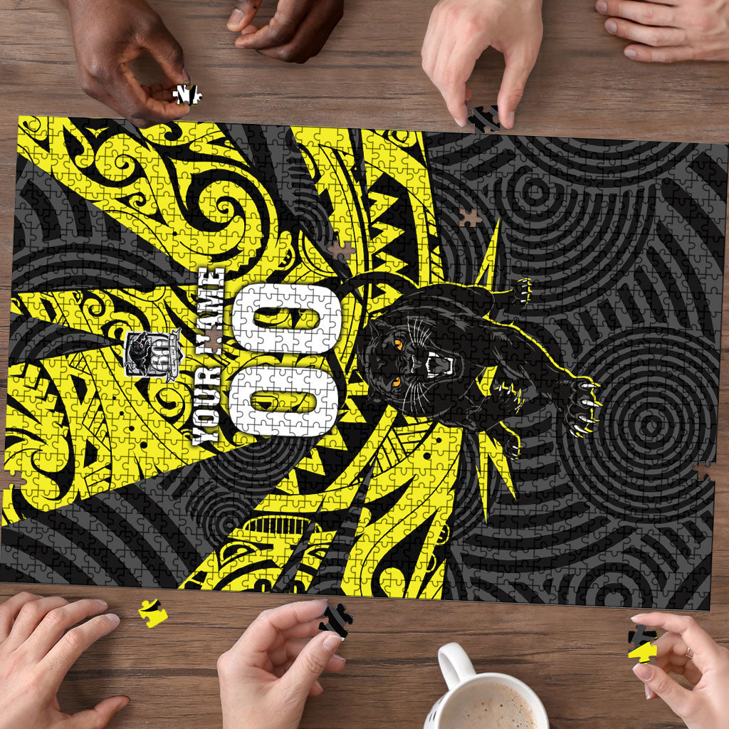 Custom Panthers Rugby 60th Anniversary Puzzle Penrith Polynesian Tribal Pattern - Traditional Tattoo