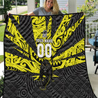 Custom Panthers Rugby 60th Anniversary Quilt Penrith Polynesian Tribal Pattern - Traditional Tattoo