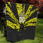 Custom Panthers Rugby 60th Anniversary Quilt Penrith Polynesian Tribal Pattern - Traditional Tattoo