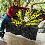 Custom Panthers Rugby 60th Anniversary Quilt Penrith Polynesian Tribal Pattern - Traditional Tattoo