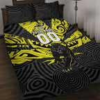 Custom Panthers Rugby 60th Anniversary Quilt Bed Set Penrith Polynesian Tribal Pattern - Traditional Tattoo