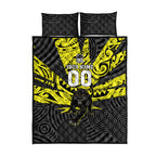 Custom Panthers Rugby 60th Anniversary Quilt Bed Set Penrith Polynesian Tribal Pattern - Traditional Tattoo