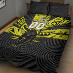 Custom Panthers Rugby 60th Anniversary Quilt Bed Set Penrith Polynesian Tribal Pattern - Traditional Tattoo