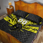 Custom Panthers Rugby 60th Anniversary Quilt Bed Set Penrith Polynesian Tribal Pattern - Traditional Tattoo