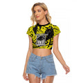 Custom Panthers Rugby 60th Anniversary Raglan Cropped T Shirt Penrith Polynesian Tribal Pattern - Traditional Tattoo