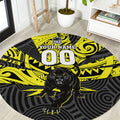 Custom Panthers Rugby 60th Anniversary Round Carpet Penrith Polynesian Tribal Pattern - Traditional Tattoo
