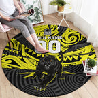Custom Panthers Rugby 60th Anniversary Round Carpet Penrith Polynesian Tribal Pattern - Traditional Tattoo