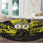 Custom Panthers Rugby 60th Anniversary Round Carpet Penrith Polynesian Tribal Pattern - Traditional Tattoo