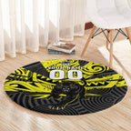 Custom Panthers Rugby 60th Anniversary Round Carpet Penrith Polynesian Tribal Pattern - Traditional Tattoo
