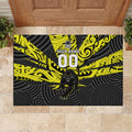 Custom Panthers Rugby 60th Anniversary Rubber Doormat Penrith Polynesian Tribal Pattern - Traditional Tattoo