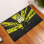 Custom Panthers Rugby 60th Anniversary Rubber Doormat Penrith Polynesian Tribal Pattern - Traditional Tattoo