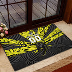 Custom Panthers Rugby 60th Anniversary Rubber Doormat Penrith Polynesian Tribal Pattern - Traditional Tattoo