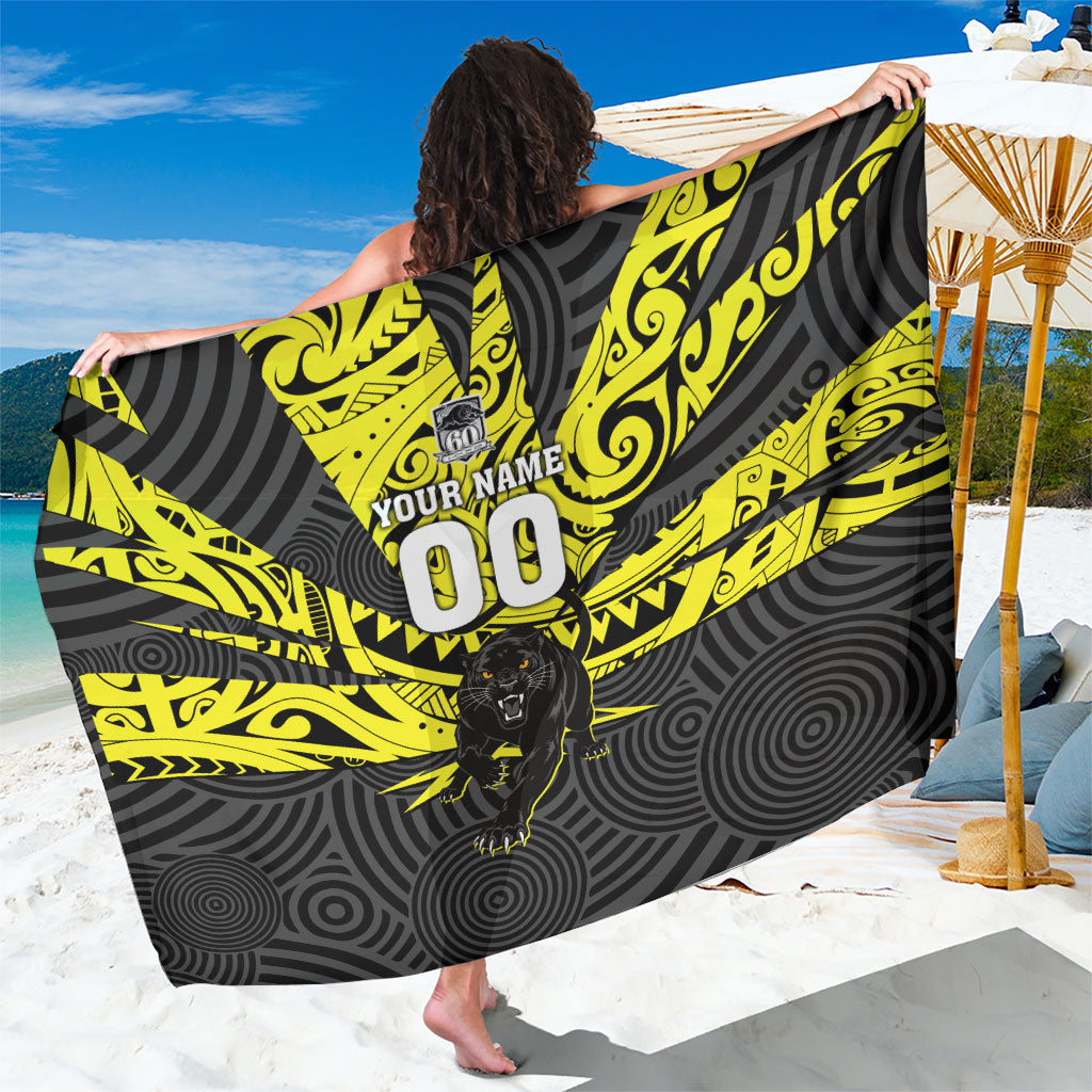 Custom Panthers Rugby 60th Anniversary Sarong Penrith Polynesian Tribal Pattern - Traditional Tattoo