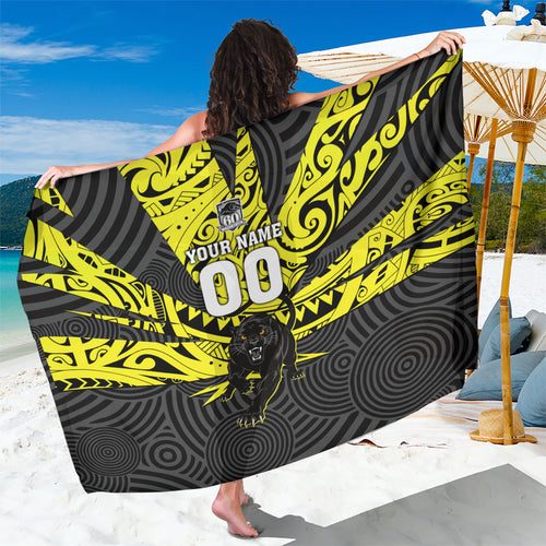 Custom Panthers Rugby 60th Anniversary Sarong Penrith Polynesian Tribal Pattern - Traditional Tattoo