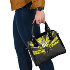 Custom Panthers Rugby 60th Anniversary Shoulder Handbag Penrith Polynesian Tribal Pattern - Traditional Tattoo