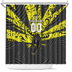 Custom Panthers Rugby 60th Anniversary Shower Curtain Penrith Polynesian Tribal Pattern - Traditional Tattoo