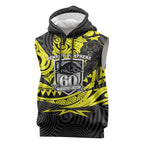 Custom Panthers Rugby 60th Anniversary Sleeveless Hoodie Penrith Polynesian Tribal Pattern - Traditional Tattoo