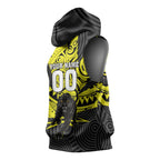 Custom Panthers Rugby 60th Anniversary Sleeveless Hoodie Penrith Polynesian Tribal Pattern - Traditional Tattoo