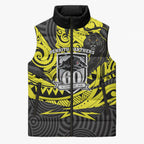 Custom Panthers Rugby 60th Anniversary Sleeveless Puffer Jacket Penrith Polynesian Tribal Pattern - Traditional Tattoo