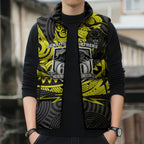 Custom Panthers Rugby 60th Anniversary Sleeveless Puffer Jacket Penrith Polynesian Tribal Pattern - Traditional Tattoo