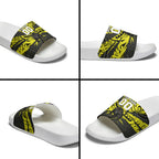 Custom Panthers Rugby 60th Anniversary Slide Sandals Penrith Polynesian Tribal Pattern - Traditional Tattoo
