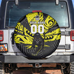 Custom Panthers Rugby 60th Anniversary Spare Tire Cover Penrith Polynesian Tribal Pattern - Traditional Tattoo