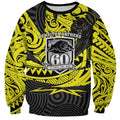 Custom Panthers Rugby 60th Anniversary Sweatshirt Penrith Polynesian Tribal Pattern - Traditional Tattoo