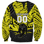 Custom Panthers Rugby 60th Anniversary Sweatshirt Penrith Polynesian Tribal Pattern - Traditional Tattoo