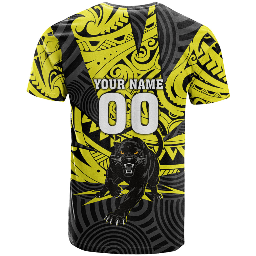 Custom Panthers Rugby 60th Anniversary T Shirt Penrith Polynesian Tribal Pattern - Traditional Tattoo