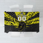 Custom Panthers Rugby 60th Anniversary Tablecloth Penrith Polynesian Tribal Pattern - Traditional Tattoo