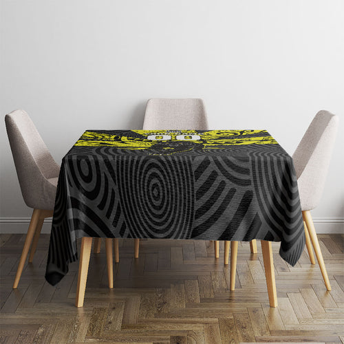 Custom Panthers Rugby 60th Anniversary Tablecloth Penrith Polynesian Tribal Pattern - Traditional Tattoo