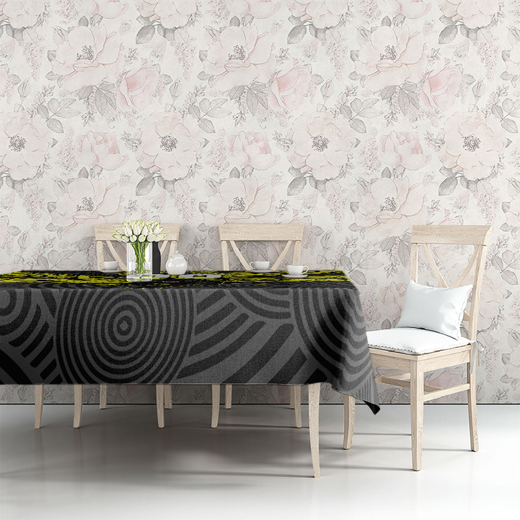 Custom Panthers Rugby 60th Anniversary Tablecloth Penrith Polynesian Tribal Pattern - Traditional Tattoo
