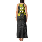 Custom Panthers Rugby 60th Anniversary Tank Maxi Dress Penrith Polynesian Tribal Pattern - Traditional Tattoo