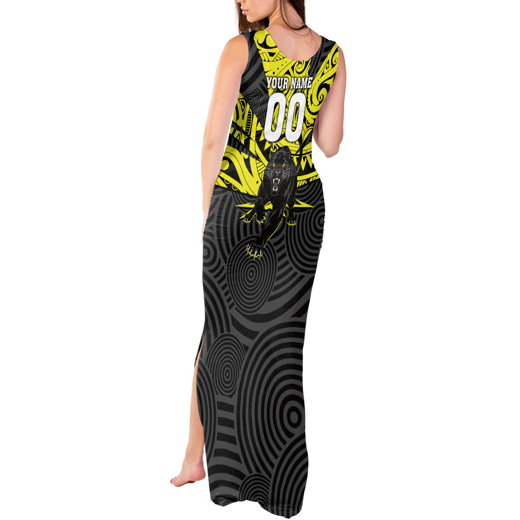 Custom Panthers Rugby 60th Anniversary Tank Maxi Dress Penrith Polynesian Tribal Pattern - Traditional Tattoo