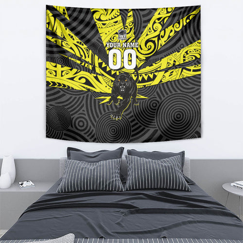 Custom Panthers Rugby 60th Anniversary Tapestry Penrith Polynesian Tribal Pattern - Traditional Tattoo