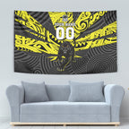 Custom Panthers Rugby 60th Anniversary Tapestry Penrith Polynesian Tribal Pattern - Traditional Tattoo