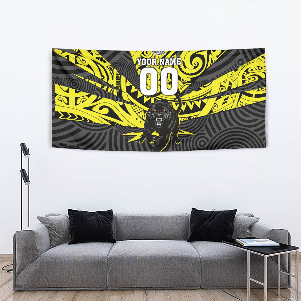 Custom Panthers Rugby 60th Anniversary Tapestry Penrith Polynesian Tribal Pattern - Traditional Tattoo