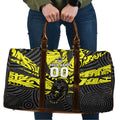 Custom Panthers Rugby 60th Anniversary Travel Bag Penrith Polynesian Tribal Pattern - Traditional Tattoo