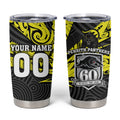 Custom Panthers Rugby 60th Anniversary Tumbler Cup Penrith Polynesian Tribal Pattern - Traditional Tattoo