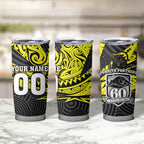 Custom Panthers Rugby 60th Anniversary Tumbler Cup Penrith Polynesian Tribal Pattern - Traditional Tattoo