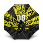 Custom Panthers Rugby 60th Anniversary Umbrella Penrith Polynesian Tribal Pattern - Traditional Tattoo