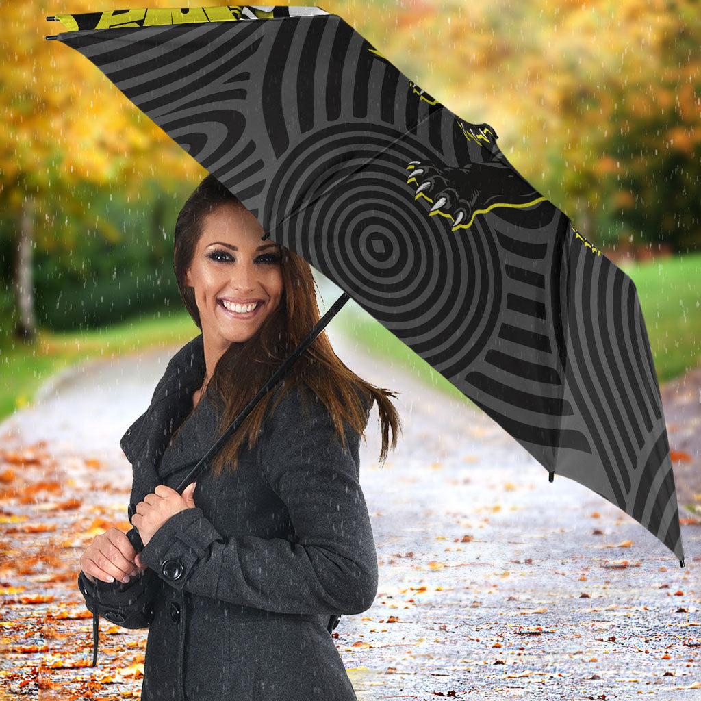 Custom Panthers Rugby 60th Anniversary Umbrella Penrith Polynesian Tribal Pattern - Traditional Tattoo