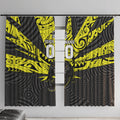 Custom Panthers Rugby 60th Anniversary Window Curtain Penrith Polynesian Tribal Pattern - Traditional Tattoo