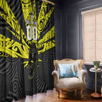 Custom Panthers Rugby 60th Anniversary Window Curtain Penrith Polynesian Tribal Pattern - Traditional Tattoo