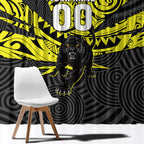 Custom Panthers Rugby 60th Anniversary Window Curtain Penrith Polynesian Tribal Pattern - Traditional Tattoo
